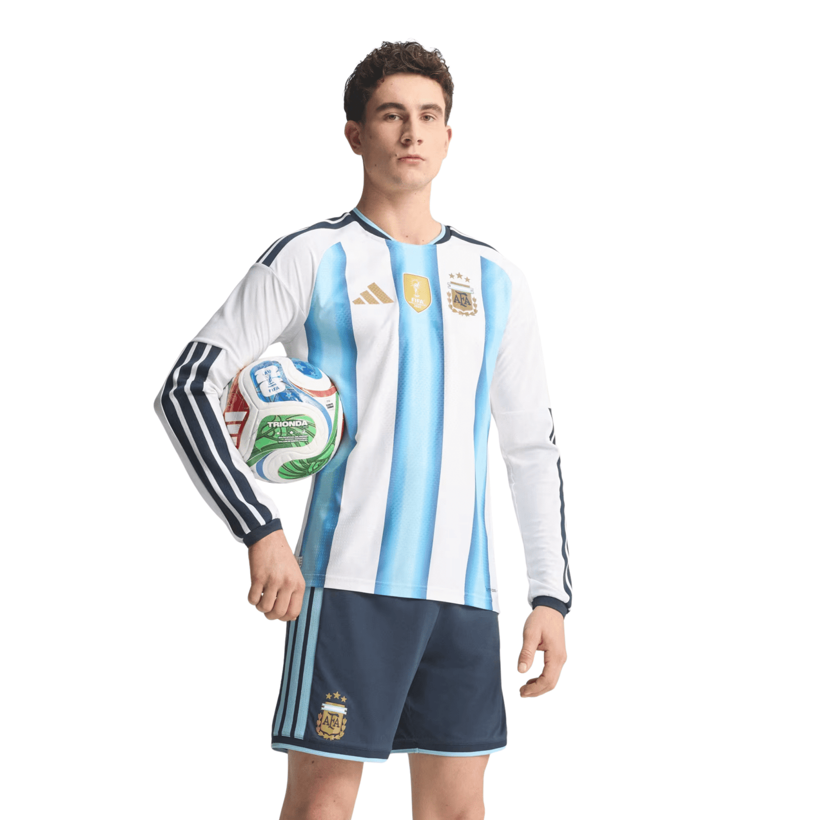 adidas Men's Argentina Long Sleeve Authentic Home Long Sleeve Jersey 2026 (White/Icey Blue/Light Blue) | SoccerWearhouse
