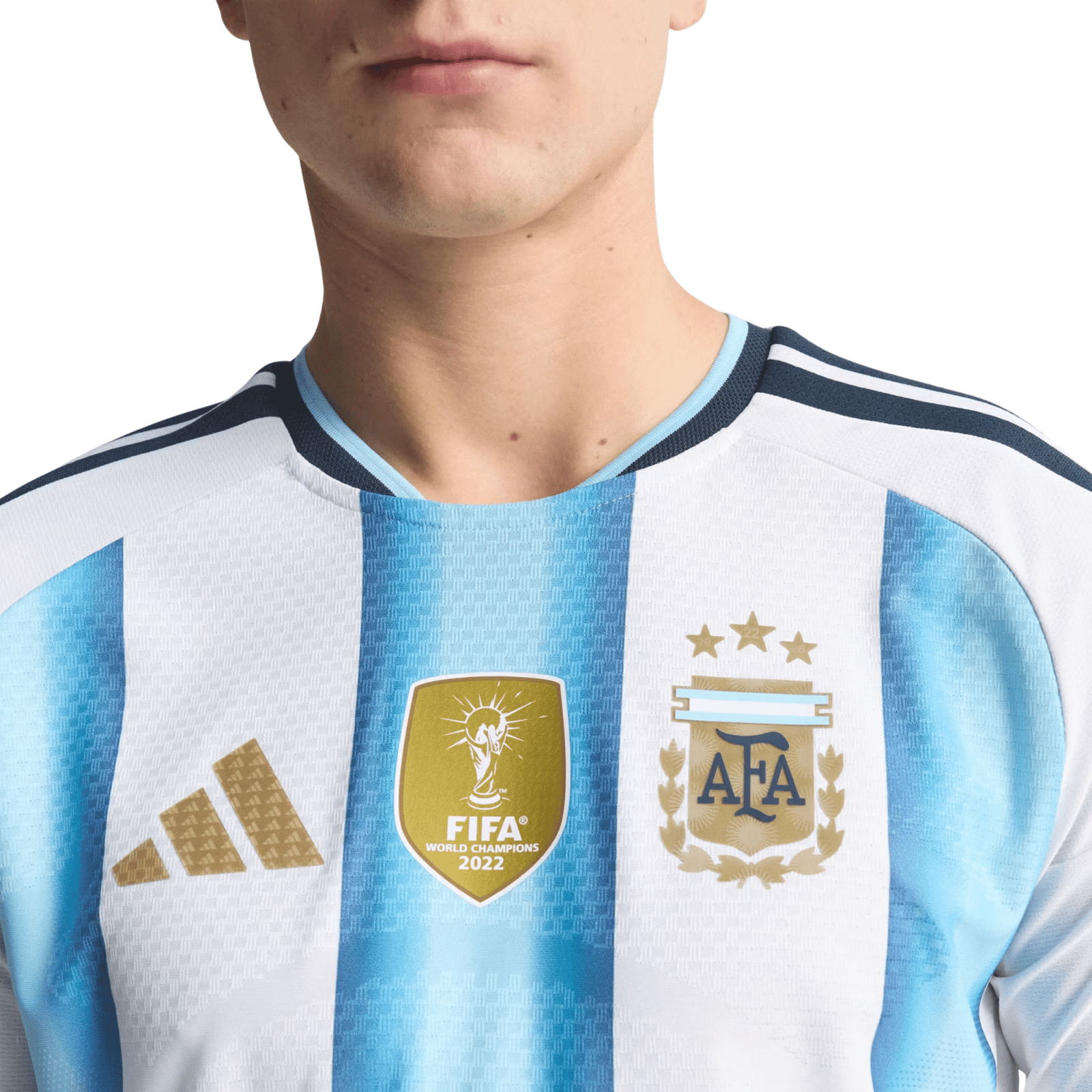 adidas Men's Argentina Long Sleeve Authentic Home Long Sleeve Jersey 2026 (White/Icey Blue/Light Blue) | SoccerWearhouse