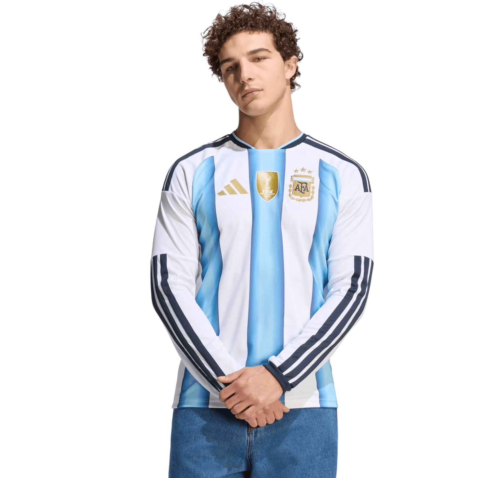 adidas Men's Argentina Long Sleeve Home Jersey 2026 (White/Icey Blue/Light Blue) | SoccerWearhouse