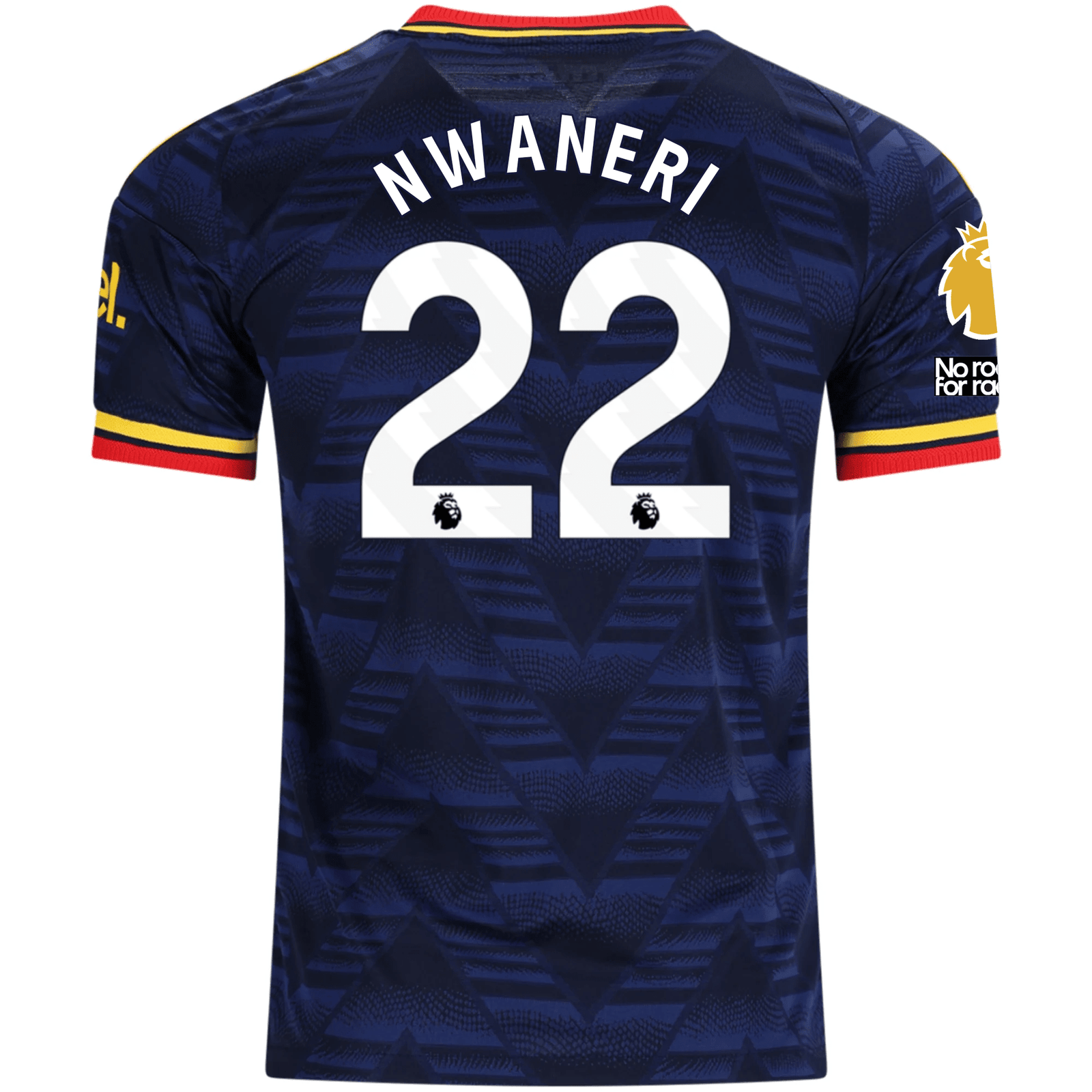 adidas Mens Arsenal Authentic Ethan Nwaneri Away Jersey w/ Premier League Patches 26/27 (Navy/Yellow) | SoccerWearhouse