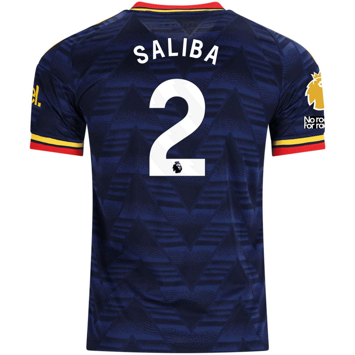 adidas Mens Arsenal Authentic William Saliba Away Jersey w/ Premier League Patches 26/27 (Navy/Yellow) | SoccerWearhouse