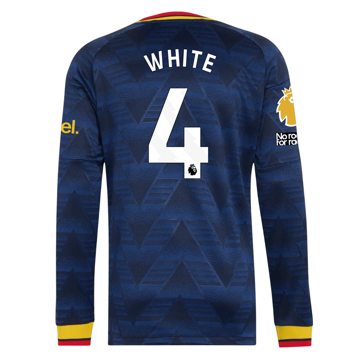 adidas Mens Arsenal Ben White Long Sleeve Authentic Away Jersey w/ EPL + No Room For Racism Patches 26/27 (Navy) | SoccerWearhouse