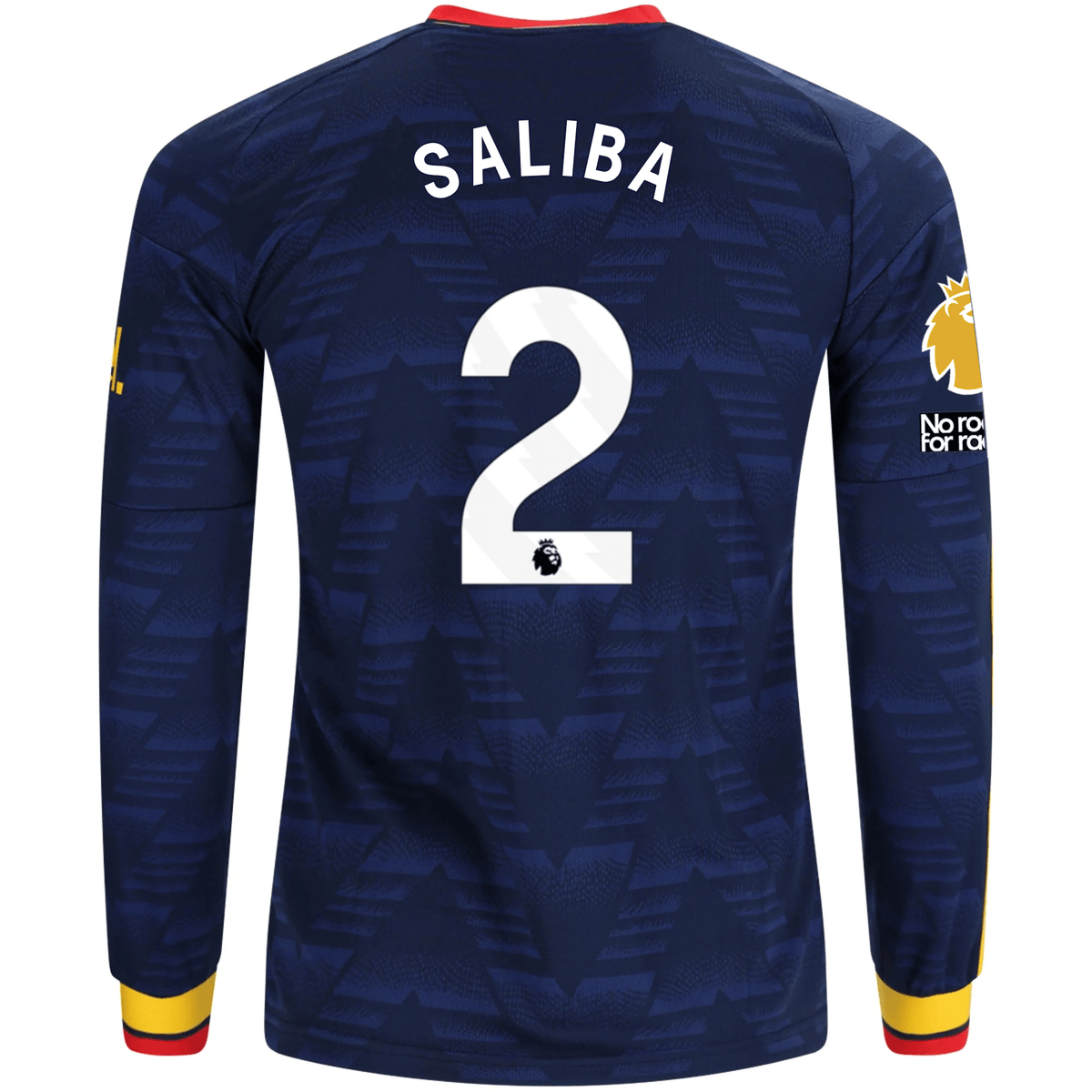 adidas Mens Arsenal Ben White Long Sleeve Away Jersey w/ EPL + No Room For Racism Patches 26/27 (Navy/Yelllow) | SoccerWearhouse