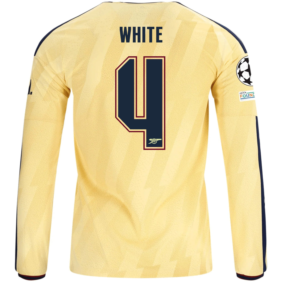 adidas Mens Arsenal Ben White Long Sleeve Third Jersey w/ Champions League Patches 26/27 (Yellow) | SoccerWearhouse