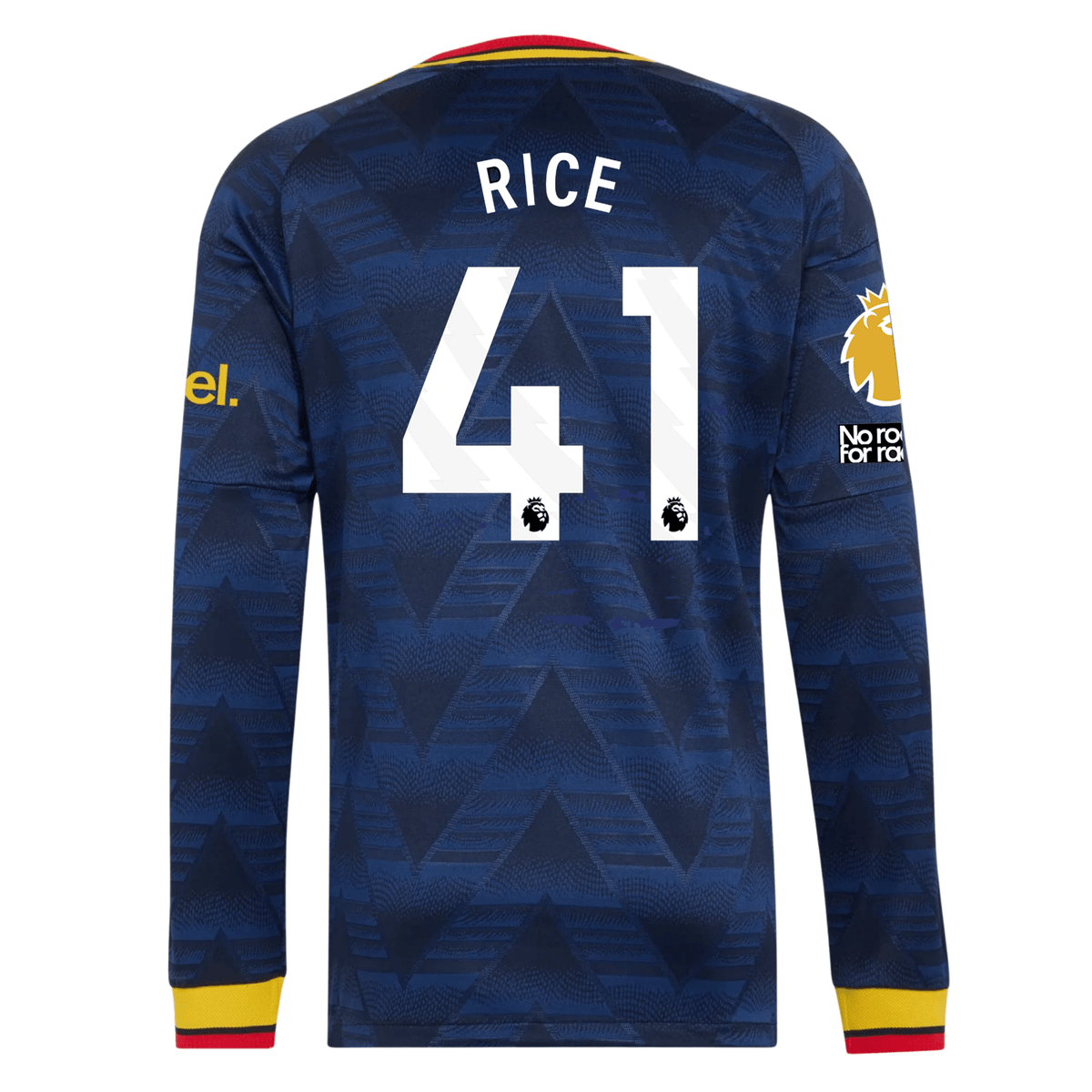 adidas Mens Arsenal Declan Rice Long Sleeve Authentic Away Jersey w/ EPL + No Room For Racism Patches 26/27 (Navy) | SoccerWearhouse