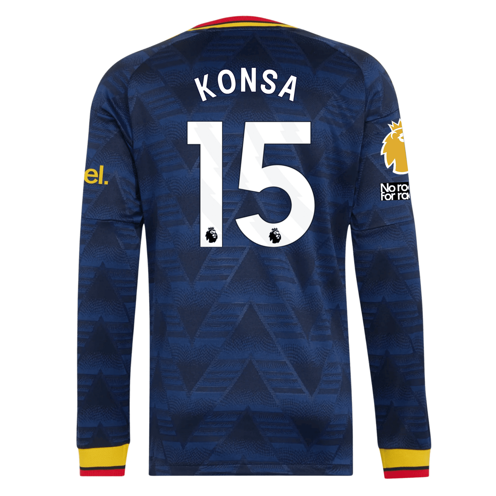 adidas Mens Arsenal Ezri Konsa Long Sleeve Authentic Away Jersey w/ EPL + No Room For Racism Patches 26/27 (Navy) | SoccerWearhouse
