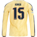 adidas Mens Arsenal Ezri Konsa Long Sleeve Third Jersey w/ Champions League Patches 26/27 (Yellow)