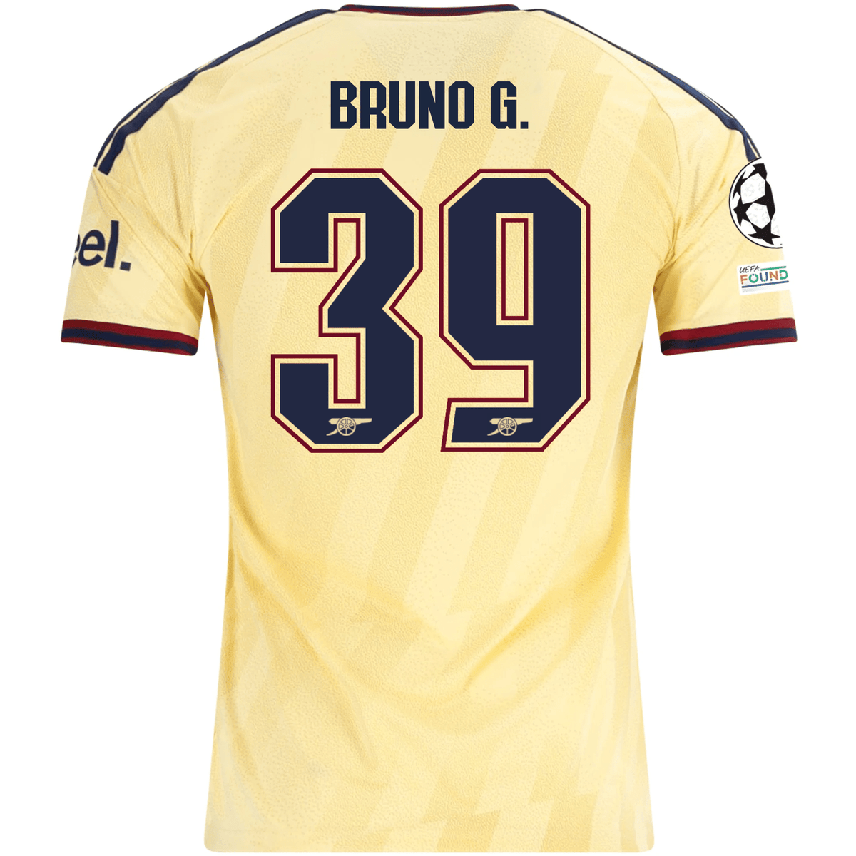 adidas Men's Arsenal FC Bruno Guimarães Third Jersey w/ Champions League Patches 26/27 (Yellow) | SoccerWearhouse