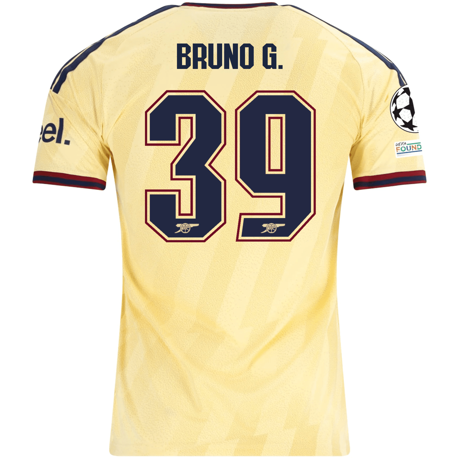 adidas Men's Arsenal FC Bruno Guimarães Third Jersey w/ Champions League Patches 26/27 (Yellow) | SoccerWearhouse