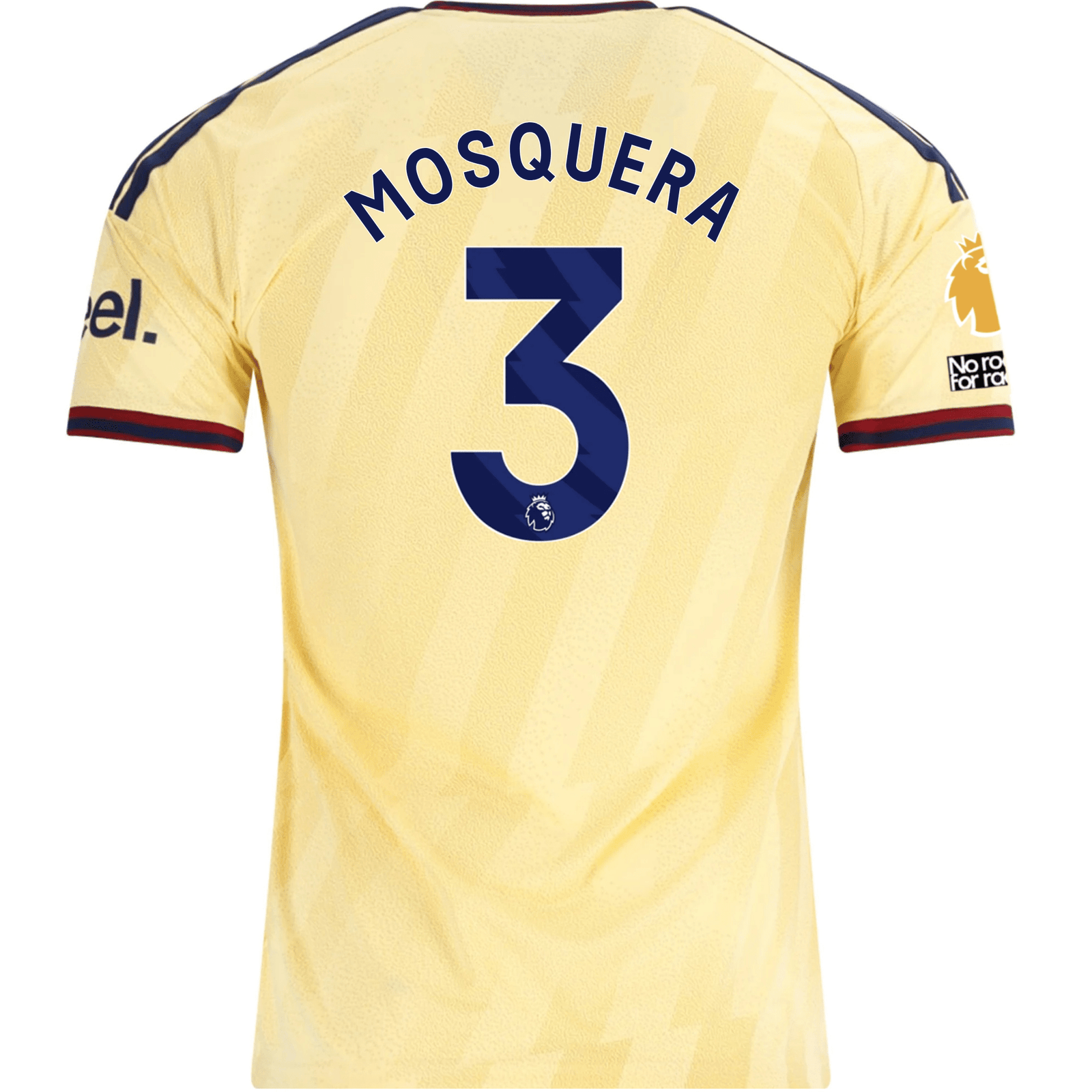 adidas Men's Arsenal FC Cristhian Mosquera Third Jersey w/ EPL + No Room For Racism Patches 26/27 (Yellow) | SoccerWearhouse