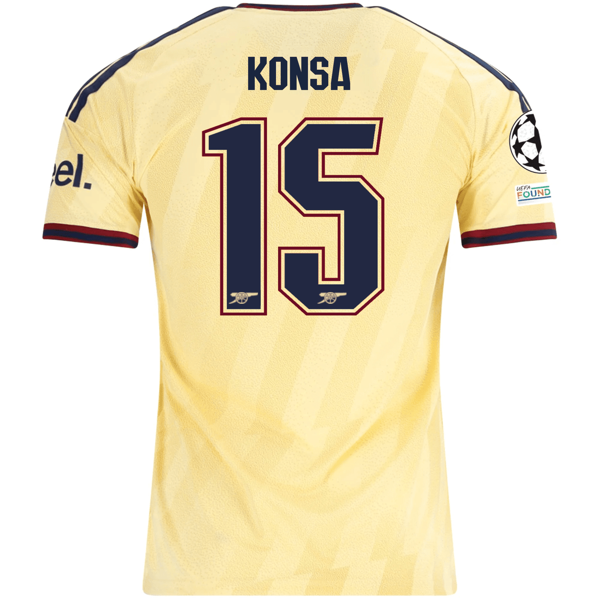 adidas Men's Arsenal FC Ezri Konsa Third Jersey w/ Champions League Patches 26/27 (Yellow) | SoccerWearhouse