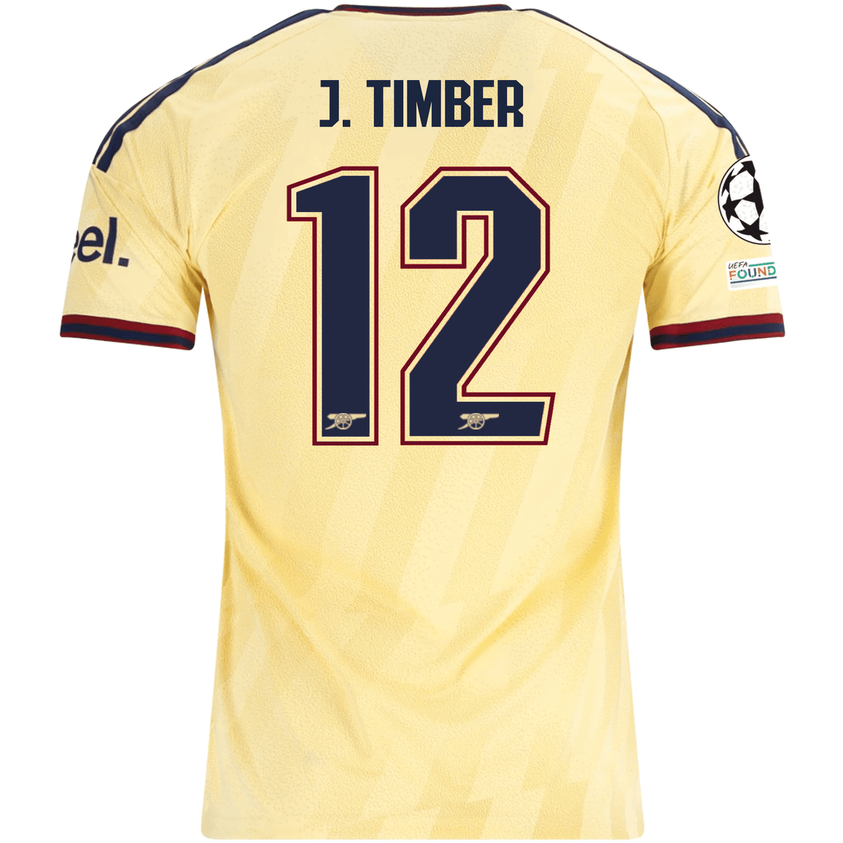 adidas Men's Arsenal FC Jurriën Timber Third Jersey w/ Champions League Patches 26/27 (Yellow) | SoccerWearhouse
