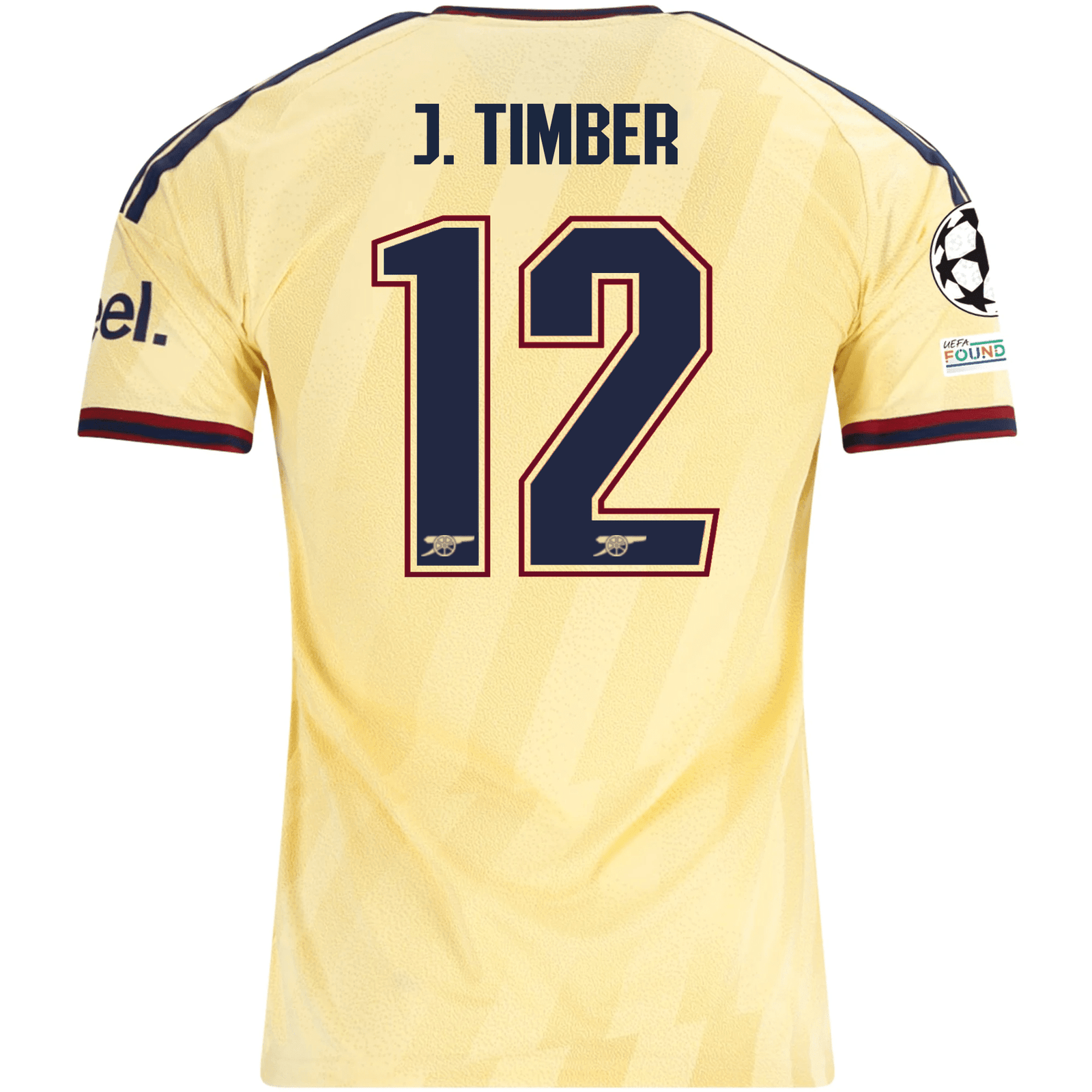 adidas Men's Arsenal FC Jurriën Timber Third Jersey w/ Champions League Patches 26/27 (Yellow) | SoccerWearhouse