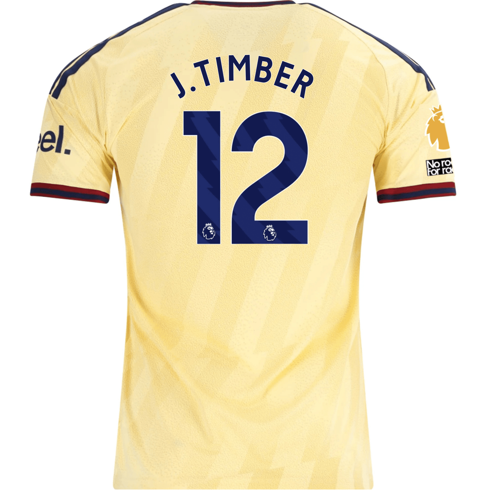 adidas Men's Arsenal FC Jurriën Timber Third Jersey w/ EPL + No Room For Racism Patches 26/27 (Yellow) | SoccerWearhouse