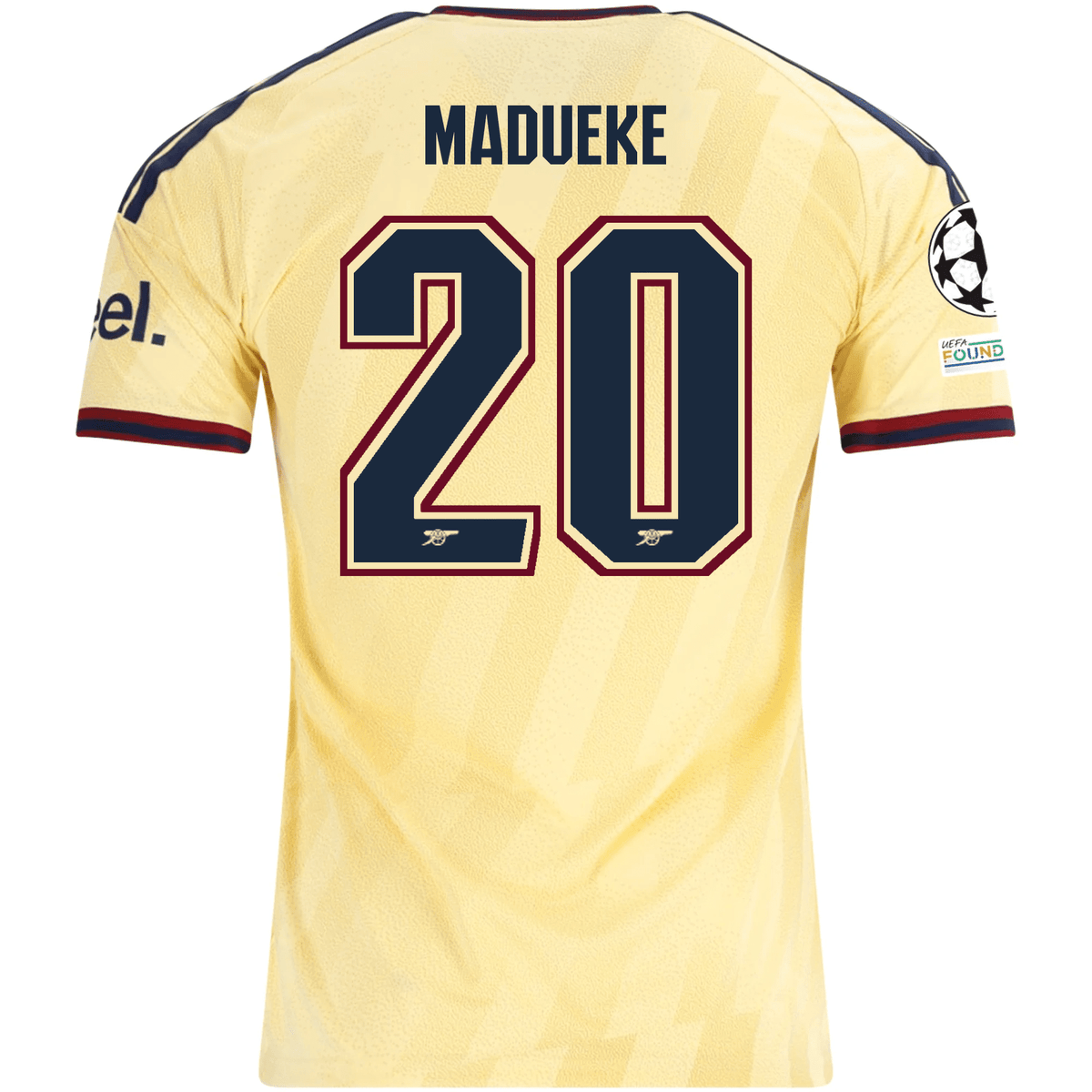 adidas Men's Arsenal FC Noni Madueke Third Jersey w/ Champions League Patches 26/27 (Yellow) | SoccerWearhouse