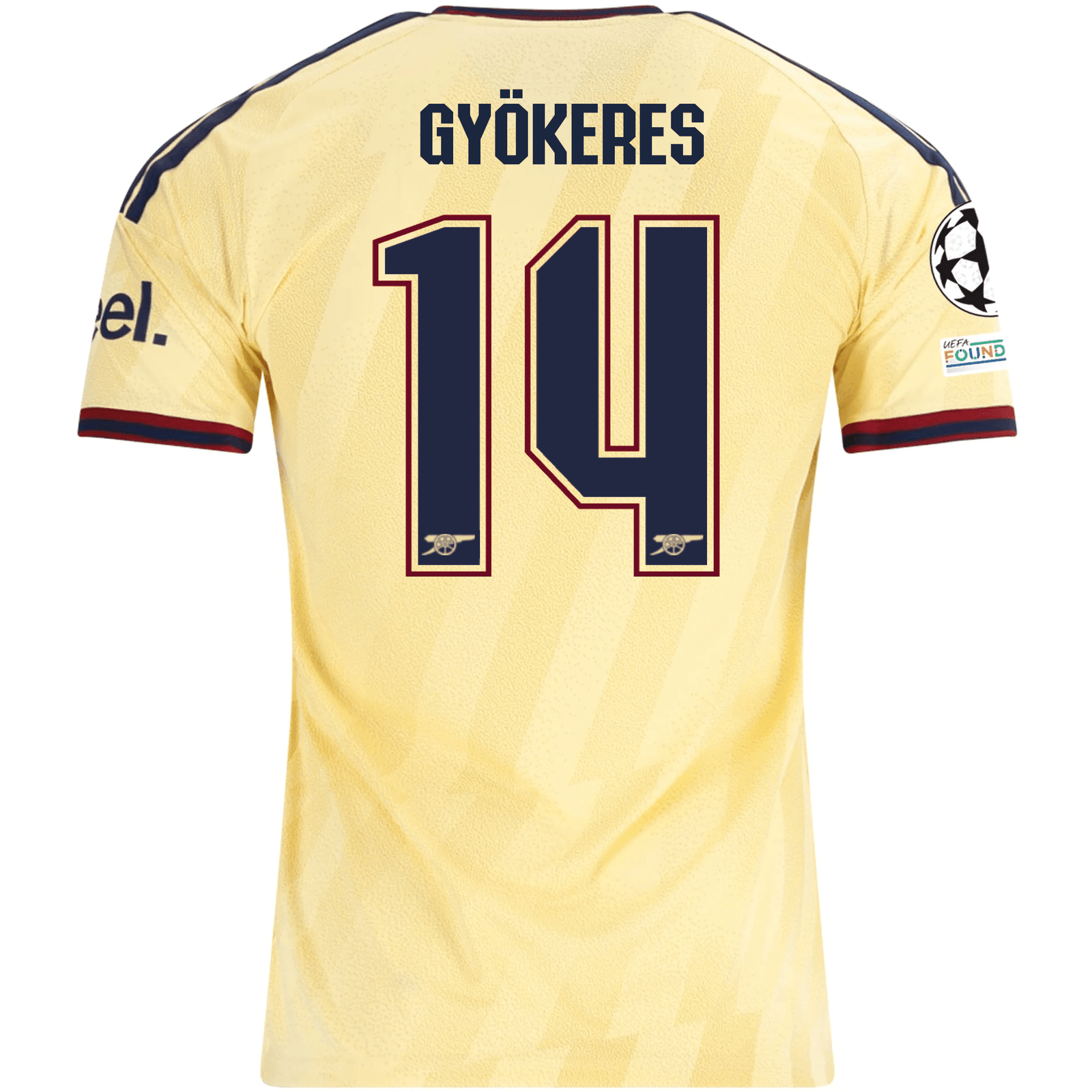 adidas Men's Arsenal FC Viktor Gyökeres Third Jersey w/ Champions League Patches 26/27 (Yellow) | SoccerWearhouse