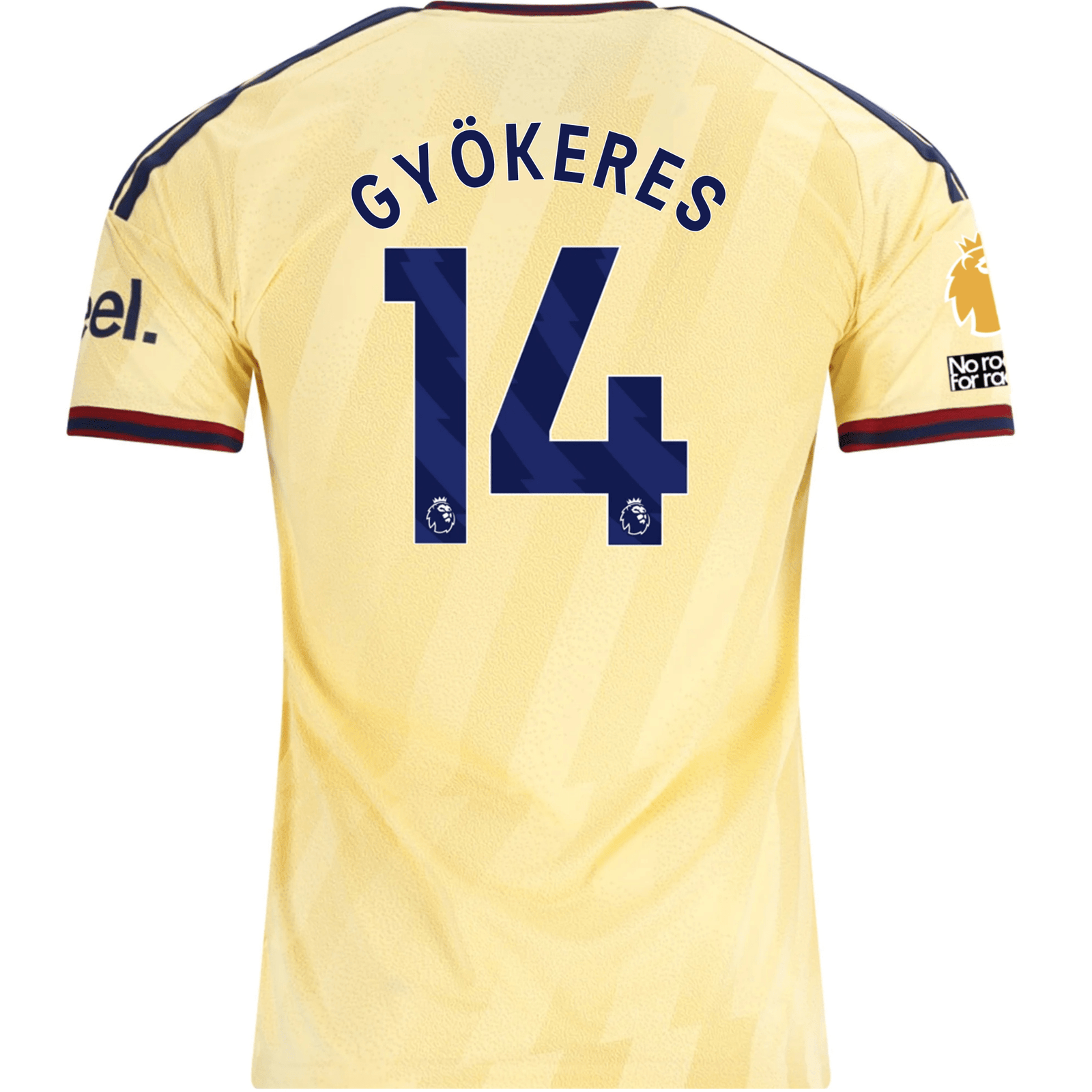 adidas Men's Arsenal FC Viktor Gyökeres Third Jersey w/ EPL + No Room For Racism Patches 26/27 (Yellow) | SoccerWearhouse