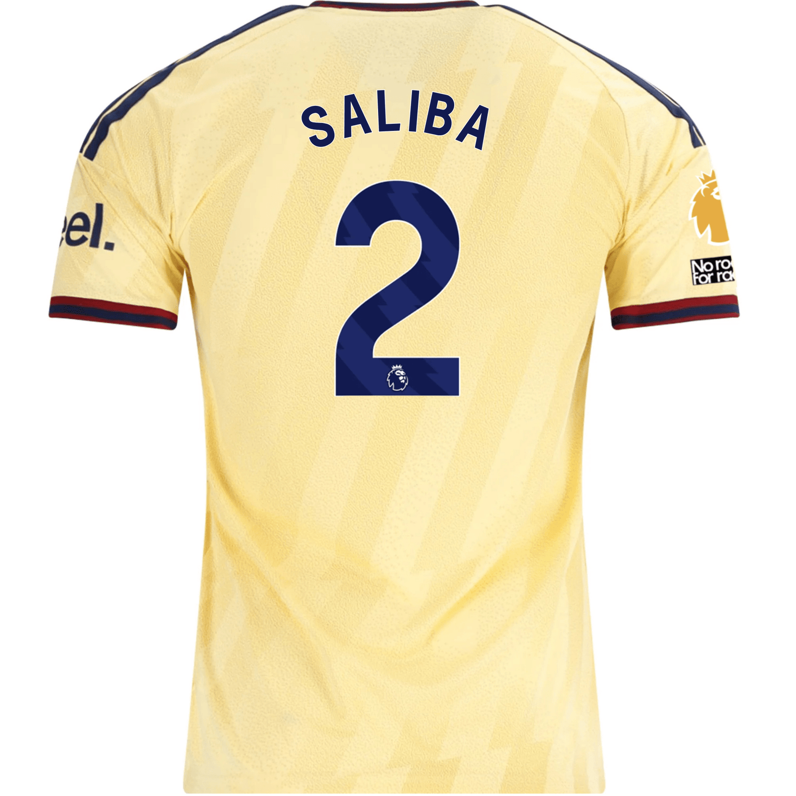 adidas Men's Arsenal FC William Saliba Third Jersey w/ EPL + No Room For Racism Patches 26/27 (Yellow) | SoccerWearhouse