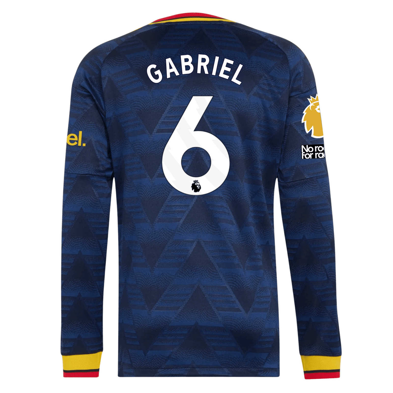 adidas Mens Arsenal Gabriel Magalhaes Long Sleeve Authentic Away Jersey w/ EPL + No Room For Racism Patches 26/27 (Navy) | SoccerWearhouse