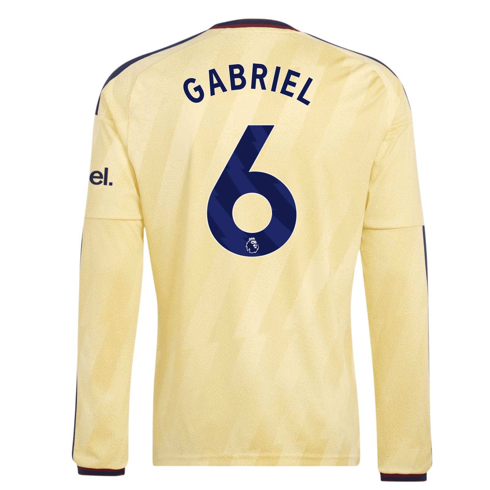 adidas Mens Arsenal Gabriel Magalhães Long Sleeve Third Jersey w/ EPL + No Room For Racism Patches 26/27 (Yellow) | SoccerWearhouse