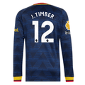 adidas Mens Arsenal Jurrien Timber Long Sleeve Authentic Away Jersey w/ EPL + No Room For Racism Patches 26/27 (Navy)