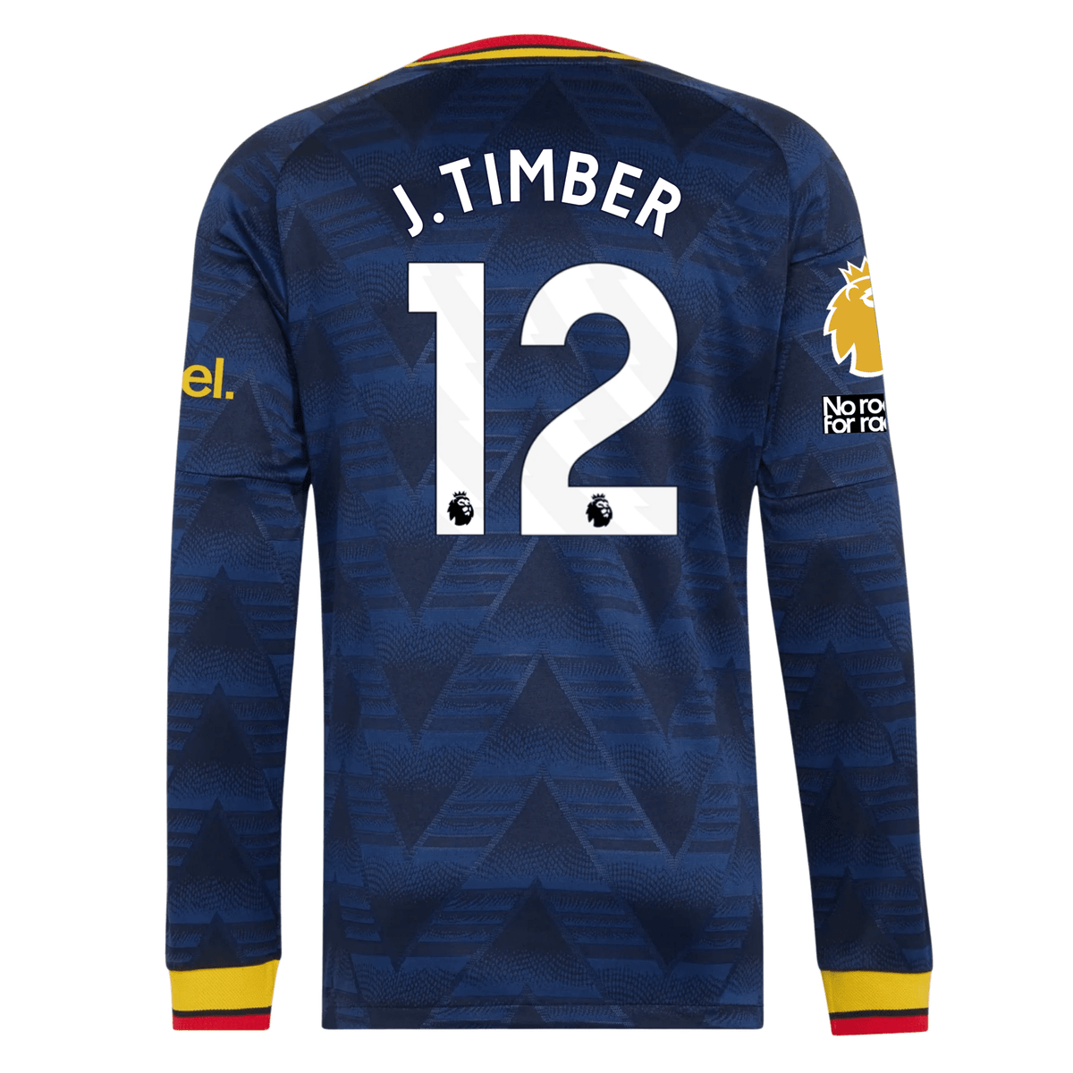 adidas Mens Arsenal Jurrien Timber Long Sleeve Authentic Away Jersey w/ EPL + No Room For Racism Patches 26/27 (Navy) | SoccerWearhouse