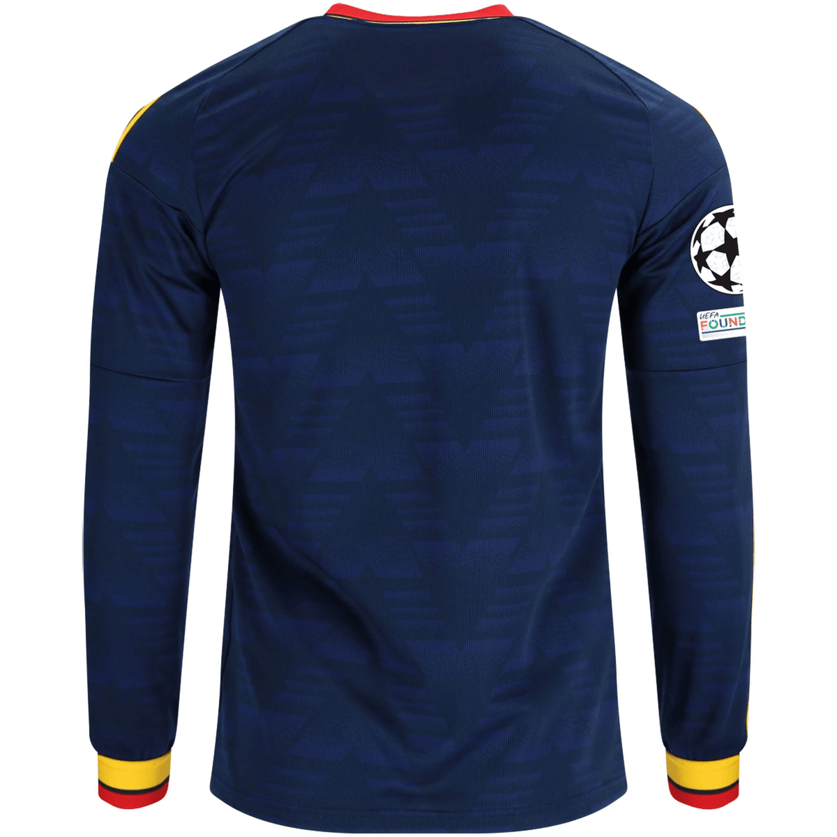 adidas Mens Arsenal Long Sleeve Away Jersey w/ Champions League Patches 26/27 (Navy/Yelllow) | SoccerWearhouse