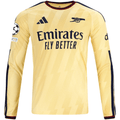 adidas Mens Arsenal Long Sleeve Third Jersey w/ Champions League Patches 26/27 (Yellow)