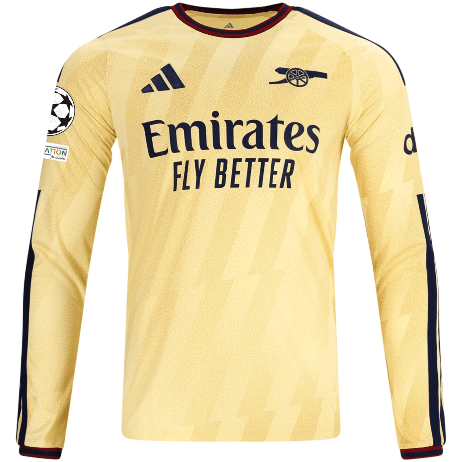 adidas Mens Arsenal Long Sleeve Third Jersey w/ Champions League Patches 26/27 (Yellow) | SoccerWearhouse