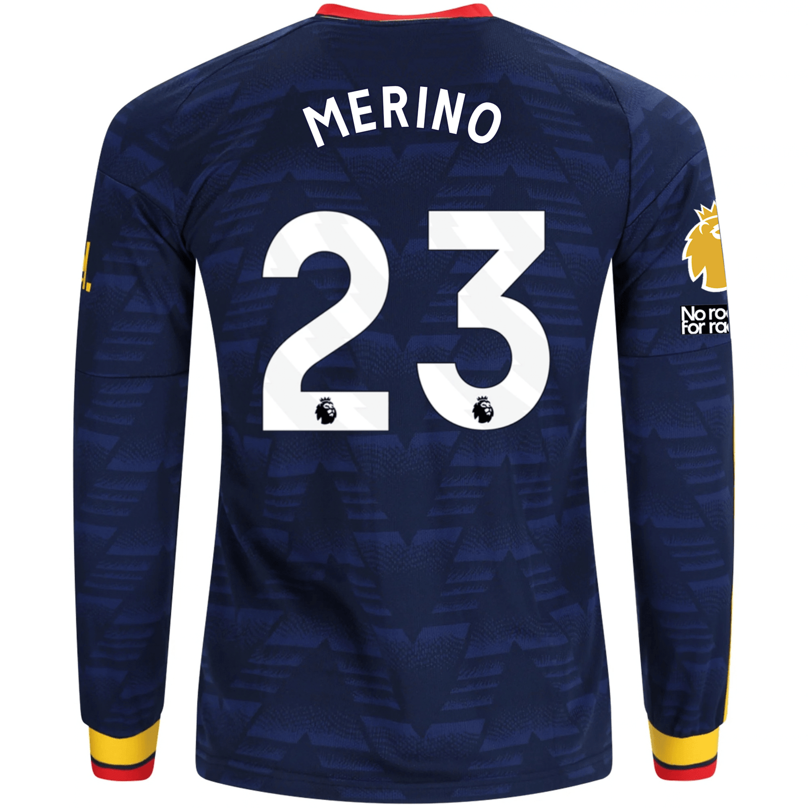 adidas Mens Arsenal Mikel Merino Long Sleeve Away Jersey w/ EPL + No Room For Racism Patches 26/27 (Navy/Yelllow) | SoccerWearhouse