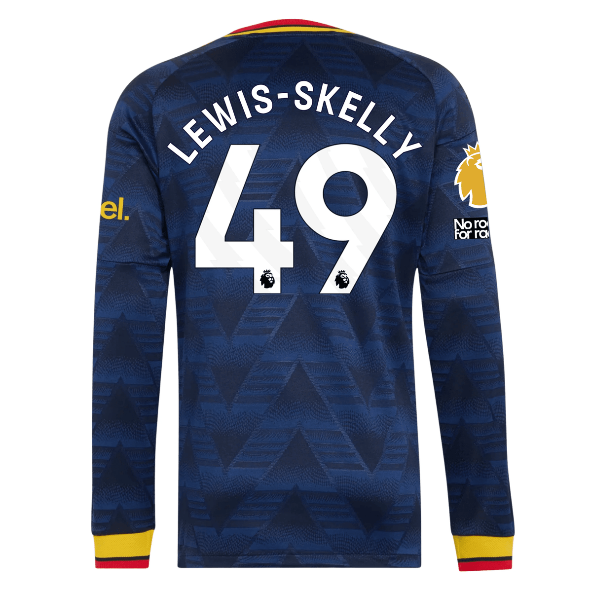 adidas Mens Arsenal Myles Lewis-Skelly Long Sleeve Authentic Away Jersey w/ EPL + No Room For Racism Patches 26/27 (Navy) | SoccerWearhouse