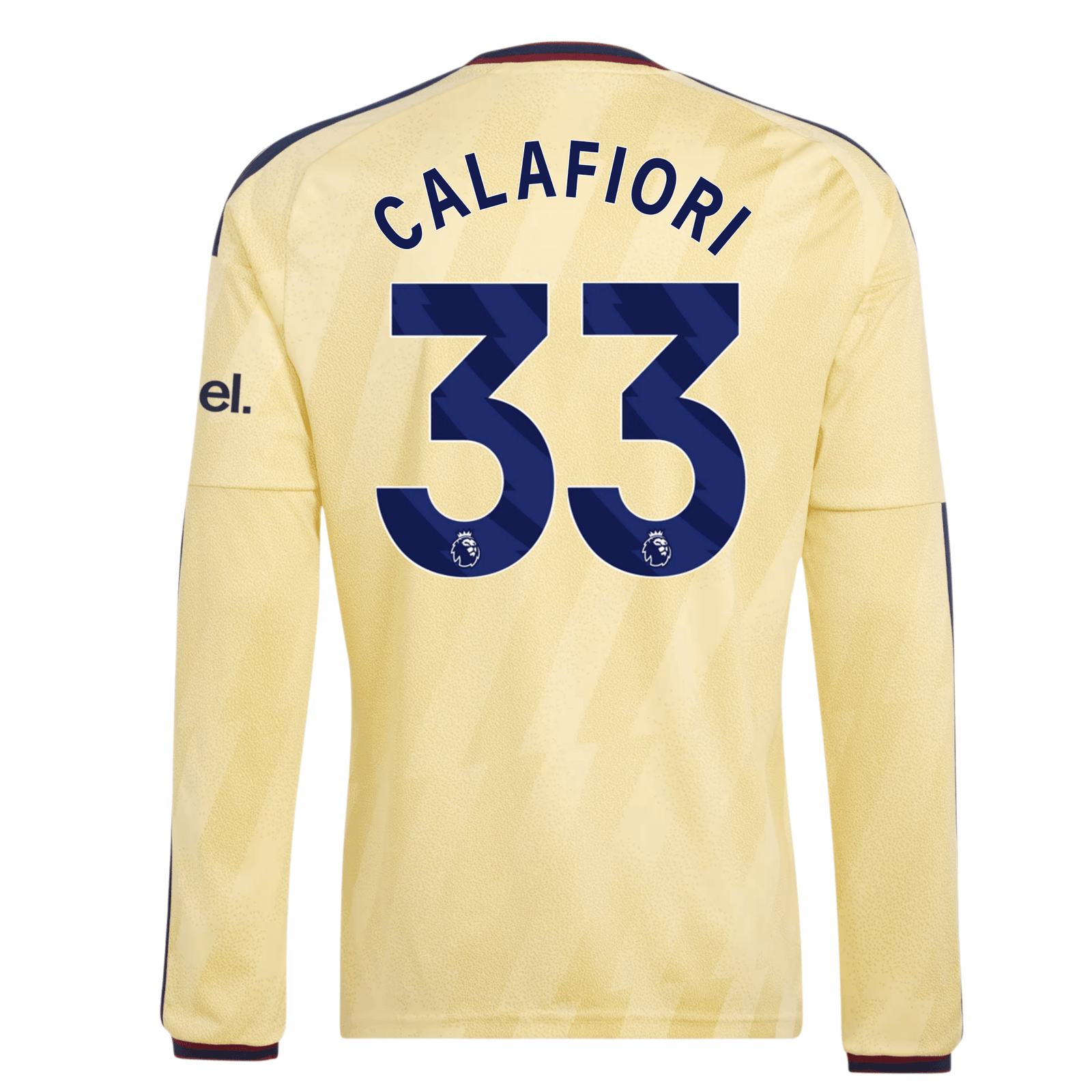 adidas Mens Arsenal Riccardo Calafiori Long Sleeve Third Jersey w/ EPL + No Room For Racism Patches 26/27 (Yellow) | SoccerWearhouse