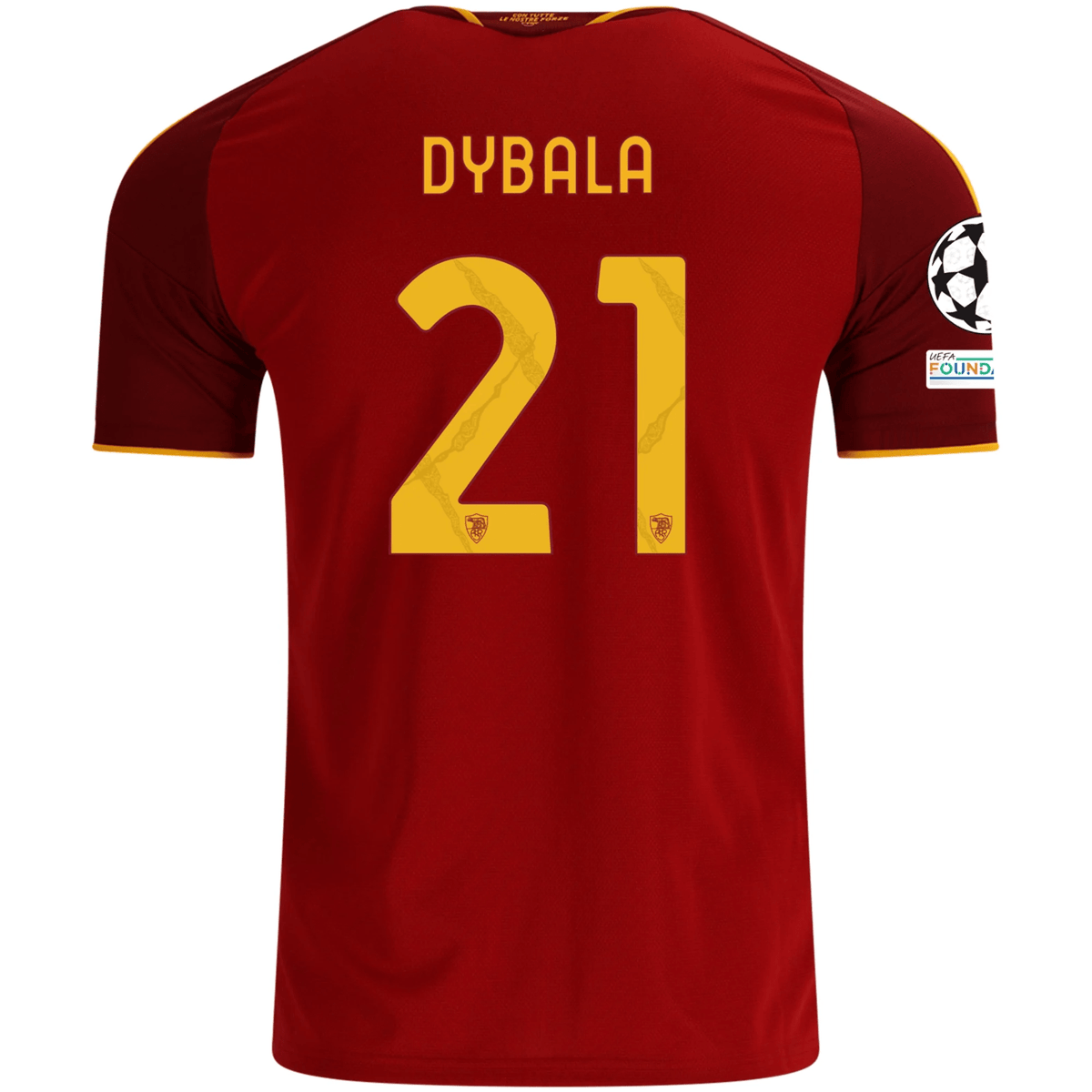 adidas Mens AS Roma Paulo Dybala Home Jersey w/ Champions League Patches 26/27 (Burgundy) | SoccerWearhouse