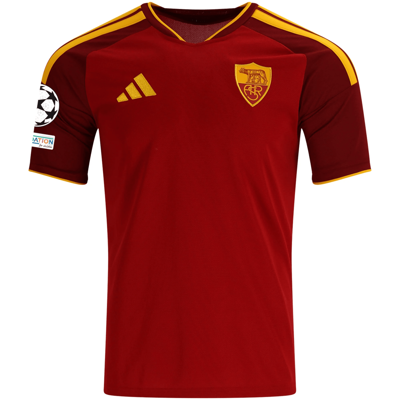 adidas Mens AS Roma Paulo Dybala Home Jersey w/ Champions League Patches 26/27 (Burgundy) | SoccerWearhouse