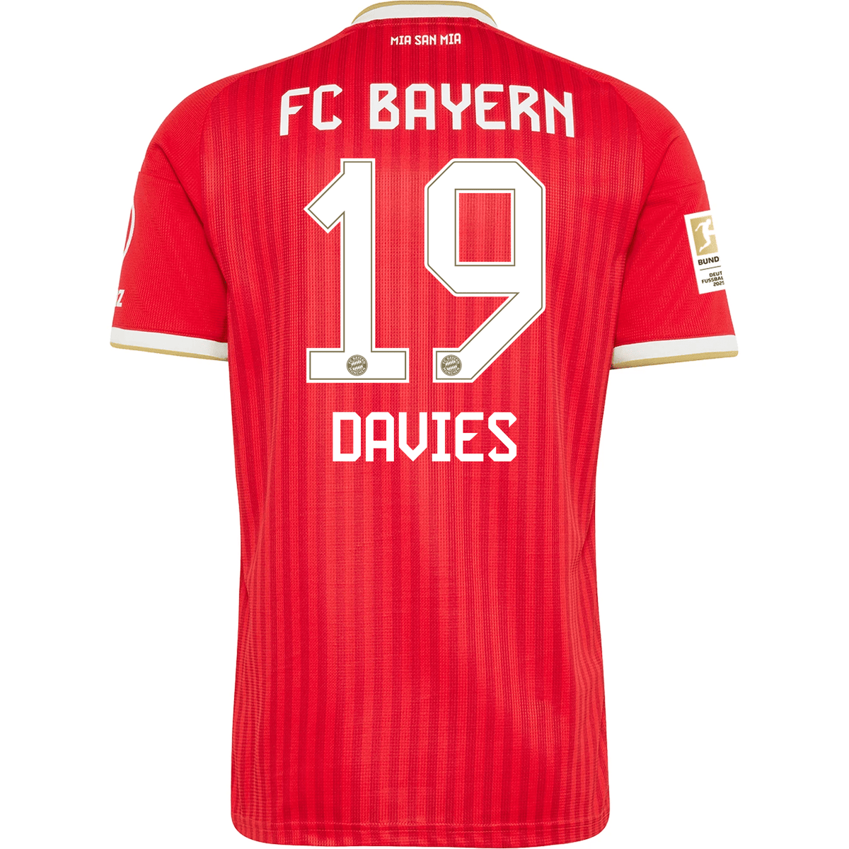 adidas Mens Bayern Munich Alphonso Davies Home Jersey w/ Bundesliga Champion Patch 26/27 (Red) | SoccerWearhouse