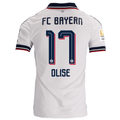 adidas Mens Bayern Munich Authentic Michael Olise Away Jersey w/ Bundesliga Champion Patch 26/27 (White)