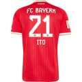 adidas Mens Bayern Munich Hiroki Ito Home Jersey w/ Bundesliga Champion Patch 26/27 (Red)