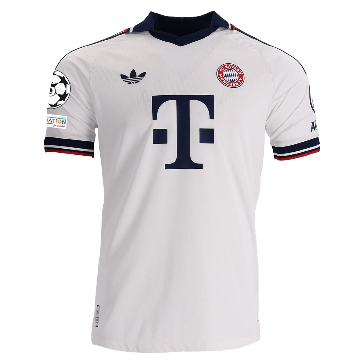 adidas Mens Bayern Munich Michael Olise Authentic Away Jersey w/ Champions League Patches 26/27 (White) | SoccerWearhouse