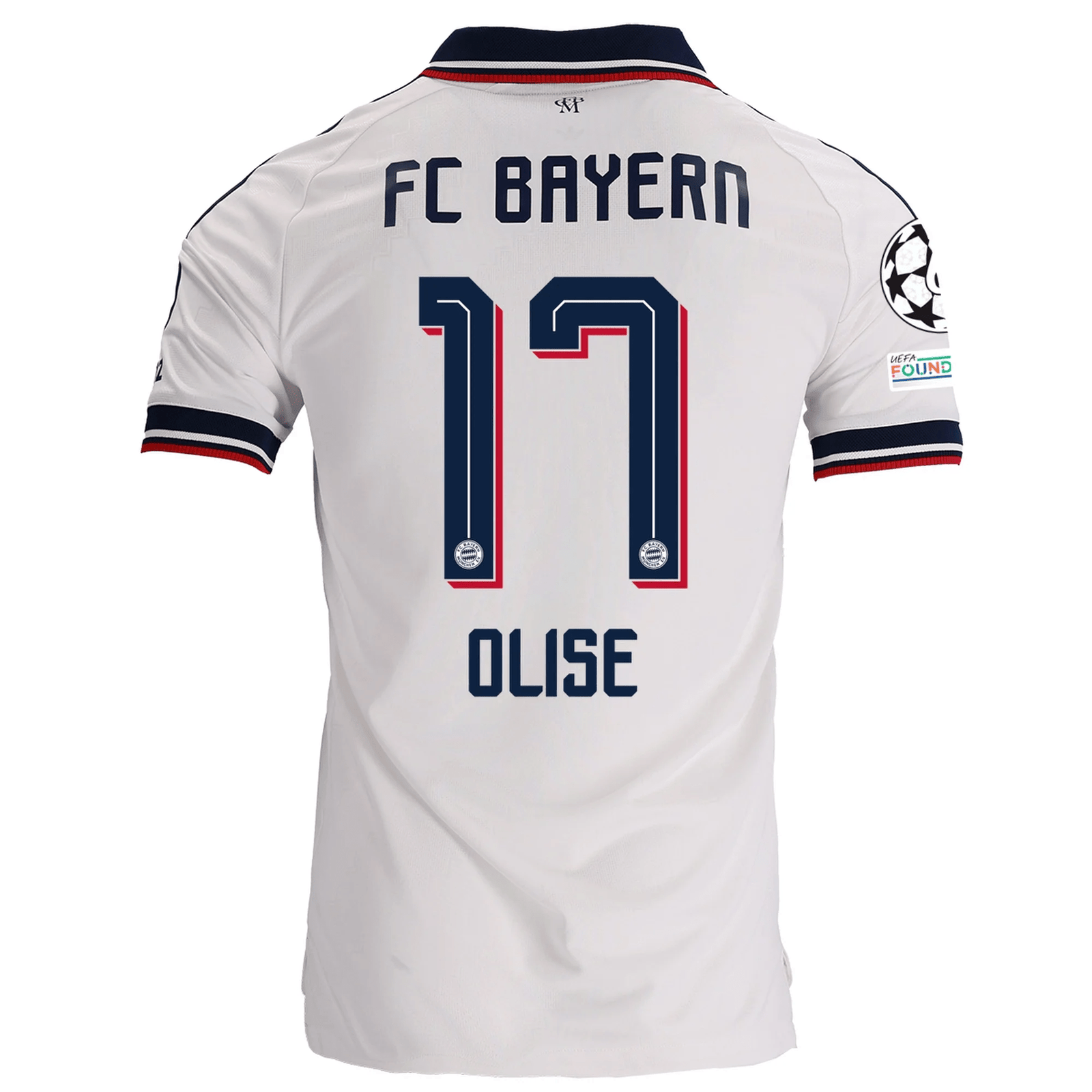 adidas Mens Bayern Munich Michael Olise Authentic Away Jersey w/ Champions League Patches 26/27 (White) | SoccerWearhouse