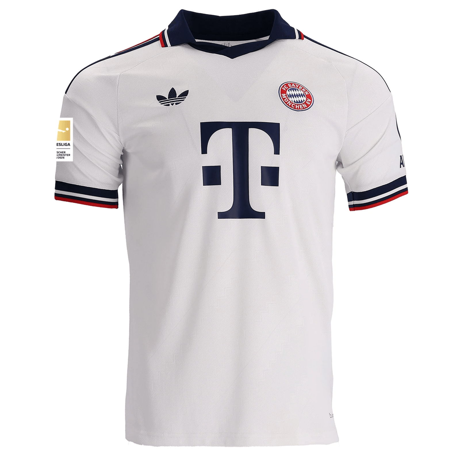 adidas Mens Bayern Munich Bastian Assomo Away Jersey w/ Bundesliga Champion Patch 26/27 (White)