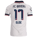adidas Mens Bayern Munich Michael Olise Away Jersey w/ Bundesliga Champion Patch 26/27 (White)