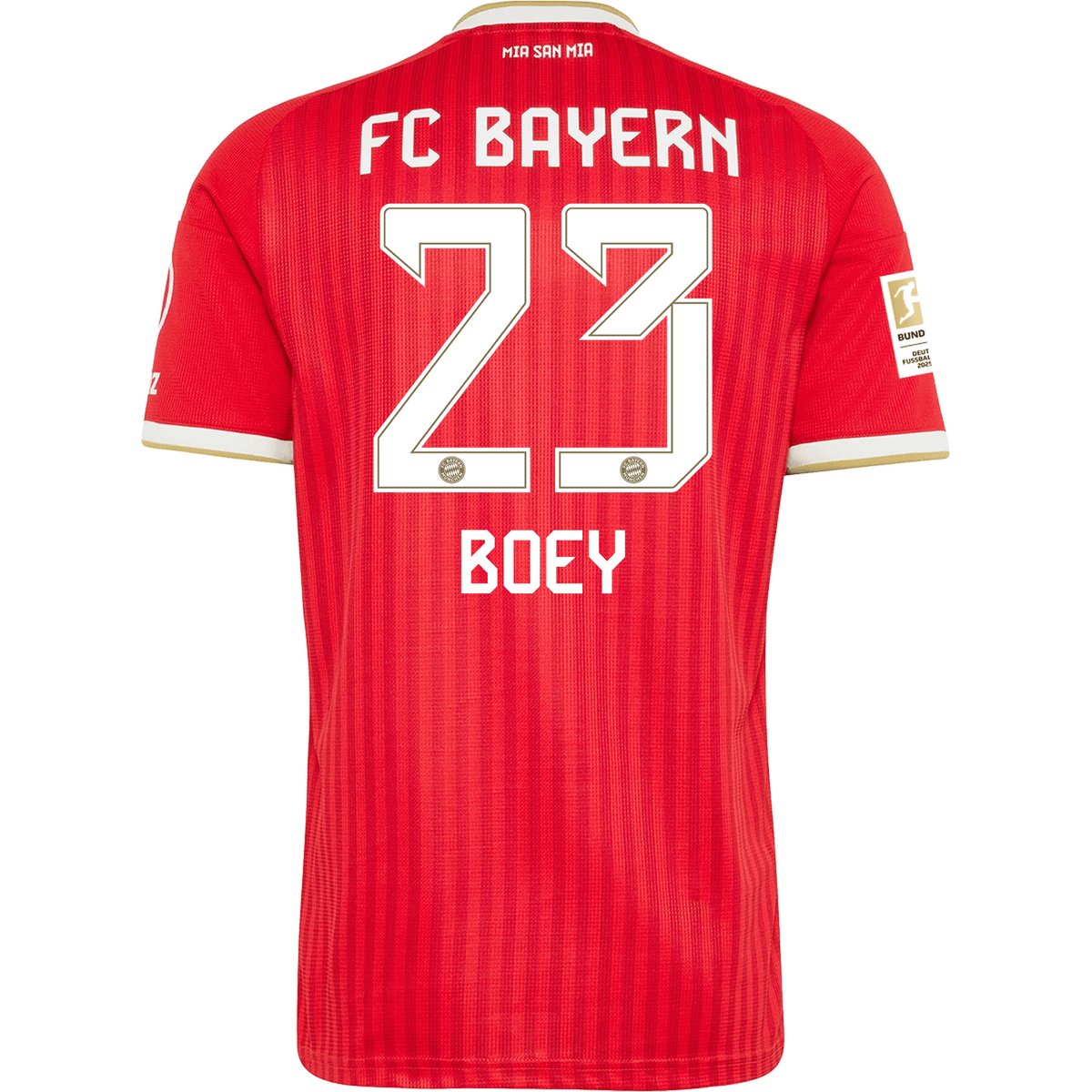 adidas Mens Bayern Munich Sacha Boey Home Jersey w/ Bundesliga Champion Patch 26/27 (Red) | SoccerWearhouse