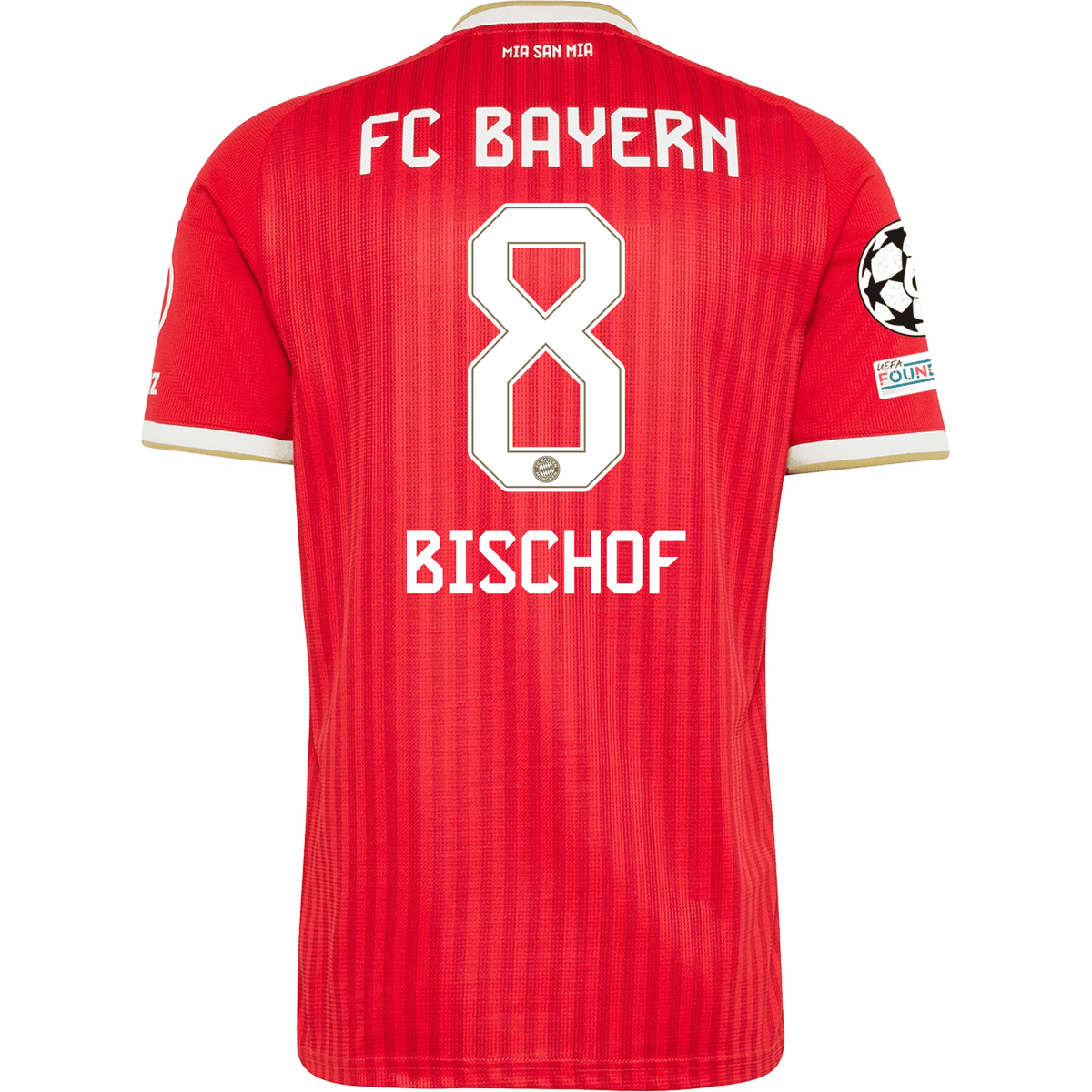 adidas Mens Bayern Munich Tom Bischof Home Jersey w/ Champions League Patches 26/27 (Red) | SoccerWearhouse