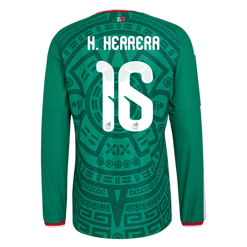 adidas Men's H. Herrera Mexico Long - Sleeve Authentic Home Jersey 2026 (Bold Green) | SoccerWearhouse