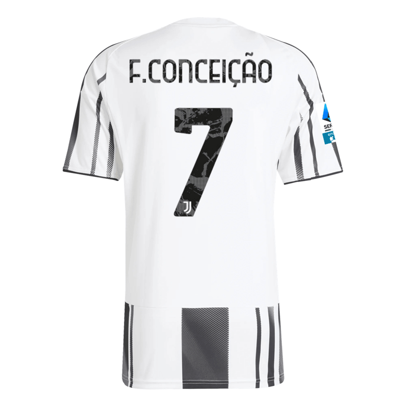 adidas Men's Juventus F.Conceicao Home Jersey w/ Serie A Patch 25/26 (White/Black/Pink) | SoccerWearhouse