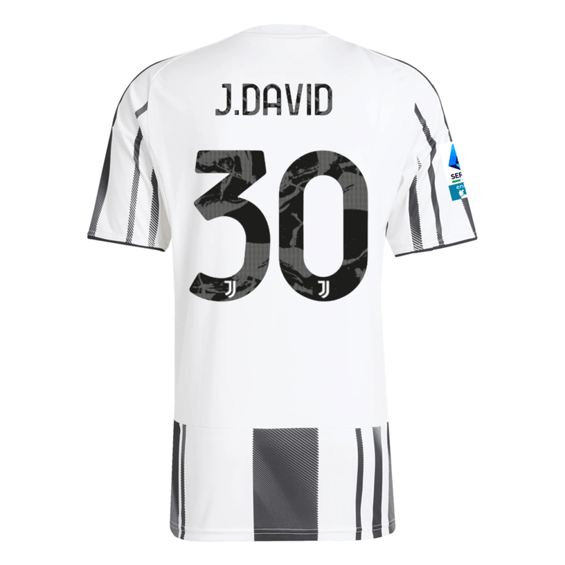 adidas Men's Juventus J. David Home Jersey w/ Serie A Patch 25/26 (White/Black/Pink) | SoccerWearhouse