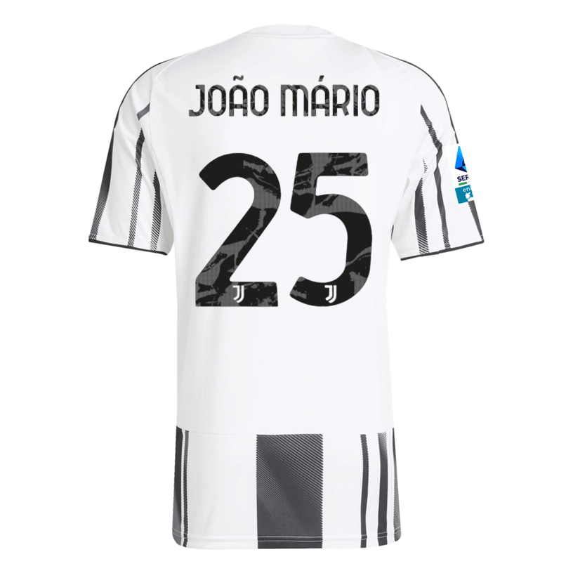 adidas Men's Juventus Joao Mario Home Jersey w/ Serie A Patch 25/26 (White/Black/Pink) | SoccerWearhouse