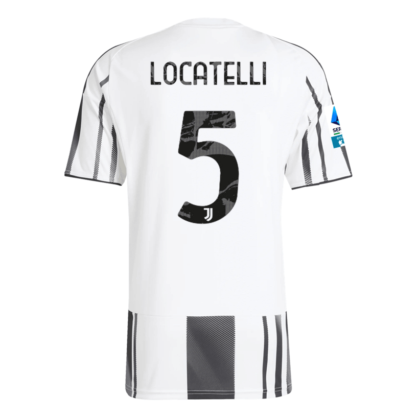adidas Men's Juventus Locatelli Home Jersey w/ Serie A Patch 25/26 (White/Black/Pink) | SoccerWearhouse