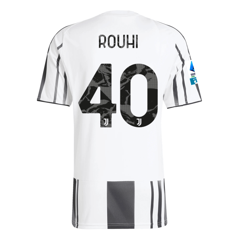 adidas Men's Juventus Rouhi Home Jersey w/ Serie A Patch 25/26 (White/Black/Pink) | SoccerWearhouse