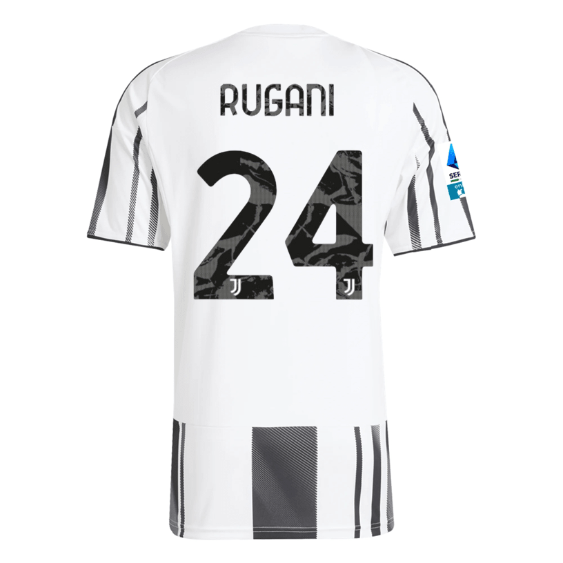 adidas Men's Juventus Rugani Home Jersey w/ Serie A Patch 25/26 (White/Black/Pink) | SoccerWearhouse